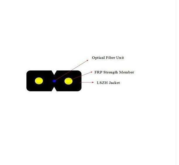 FTTH Drop Cable Indoor 1/2 cores Bow-Type FRP/Steel Μέλος αντοχής