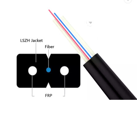 2*0.5mm FRP FTTH Flat Drop Cable GJXFH 1/2/4/6 Cores